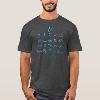 Paleo Hebrew Alphabet Hand Drawn Font Sky Blue T-Shirt
