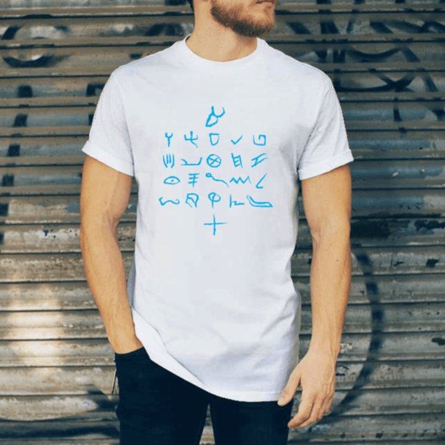 Paleo Hebrew Alphabet Hand Drawn Font Sky-Blue T-Shirt (Creator Uploaded)