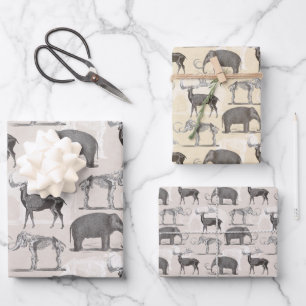 Paleontologist Woolly Mammoth and Giant Irish Elk Wrapping Paper Sheet