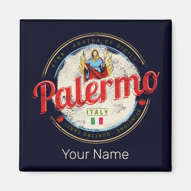 Palermo Capital Of Sicily Italy Vintage Souvenir Magnet (Front)