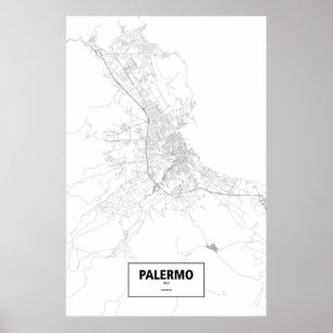 Palermo, Italy (black on white) Poster