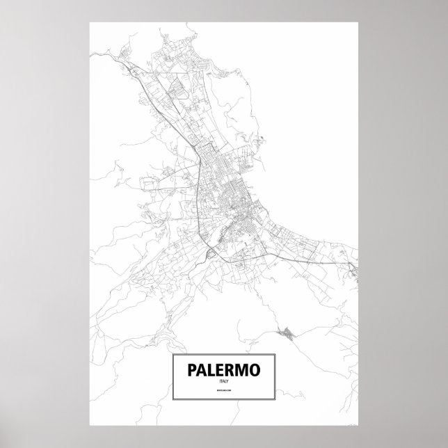 Palermo, Italy (black on white) Poster (Front)