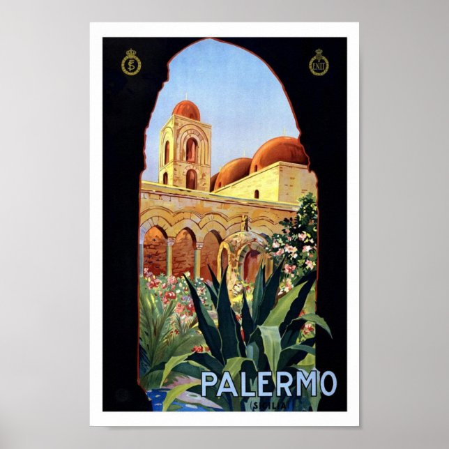 Palermo Italy Church Europe Vintage Travel Poster (Front)