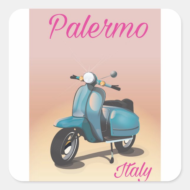 Palermo Italy Scooter poster Square Sticker (Front)