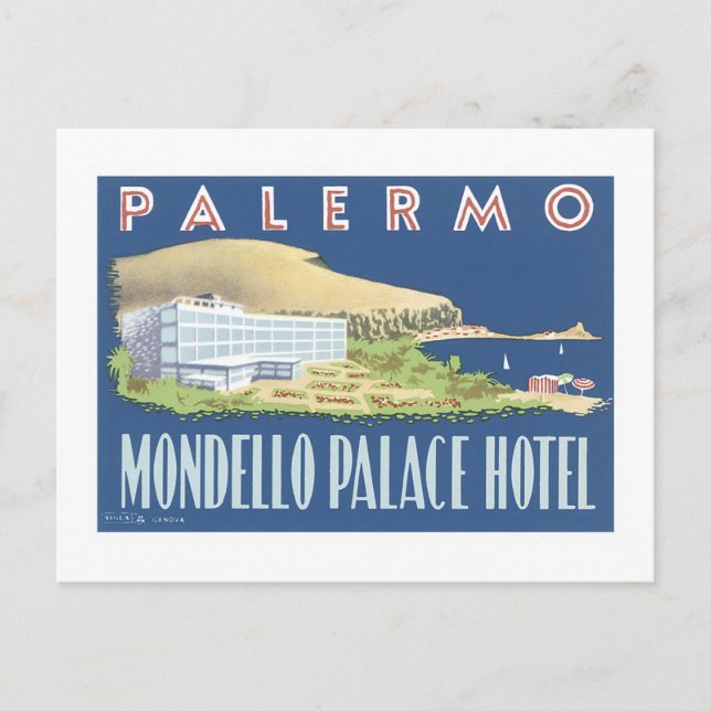 Palermo Mondello Palace Hotel Postcard (Front)