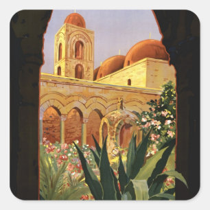 Palermo Sicily Italian Travel Poster 1920 ENIT Square Sticker