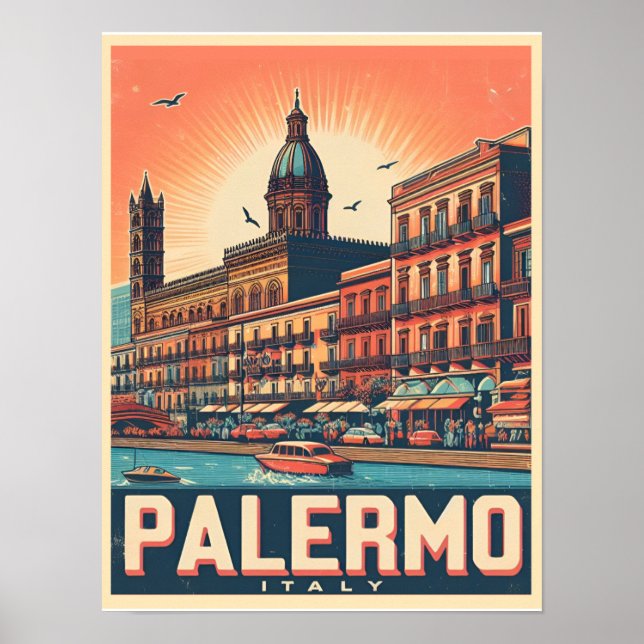 Palermo sicily italian vintage souvenir gifts poster (Front)