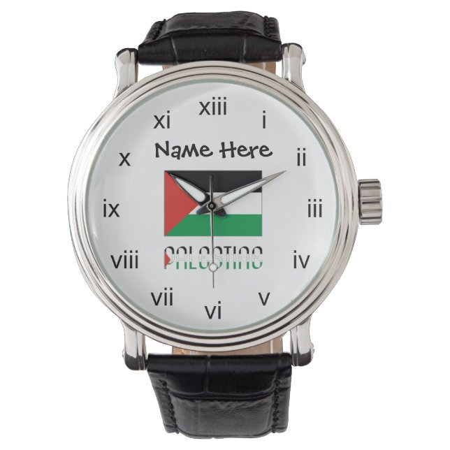 Palestine and Palestinian Flag Personalised  Watch (Front)