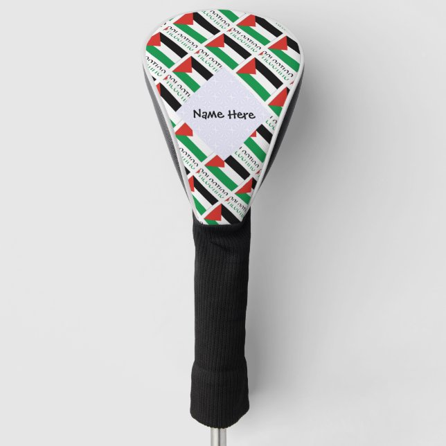 Palestine and Palestinian Flag Tiled Personalised  Golf Head Cover (Front)