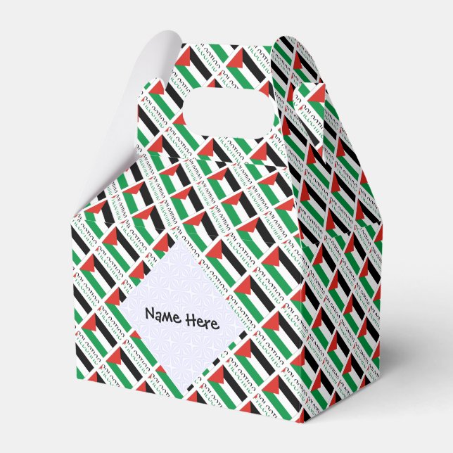 Palestine and Palestinian Flag Tiled with Your Nam Favour Box (Front Side)