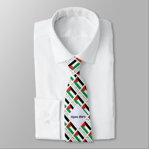 Palestine and Palestinian Flag Tiled with Your Nam Tie