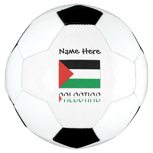 Palestine and Palestinian Flag with Your Name Socc Soccer Ball (Front)