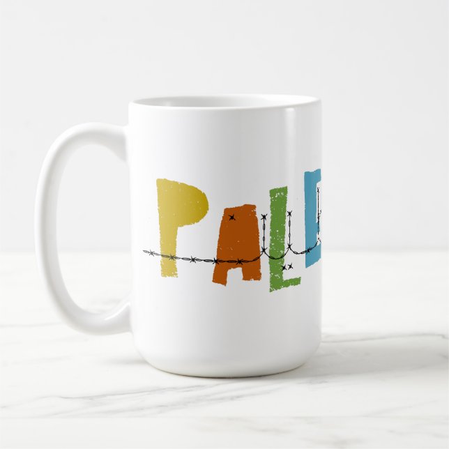 PALESTINE Arabic Name Colourful  Coffee Mug (Left)