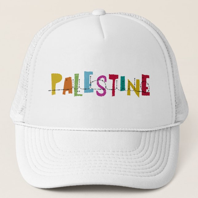 PALESTINE Arabic Name Colourful  Trucker Hat (Front)