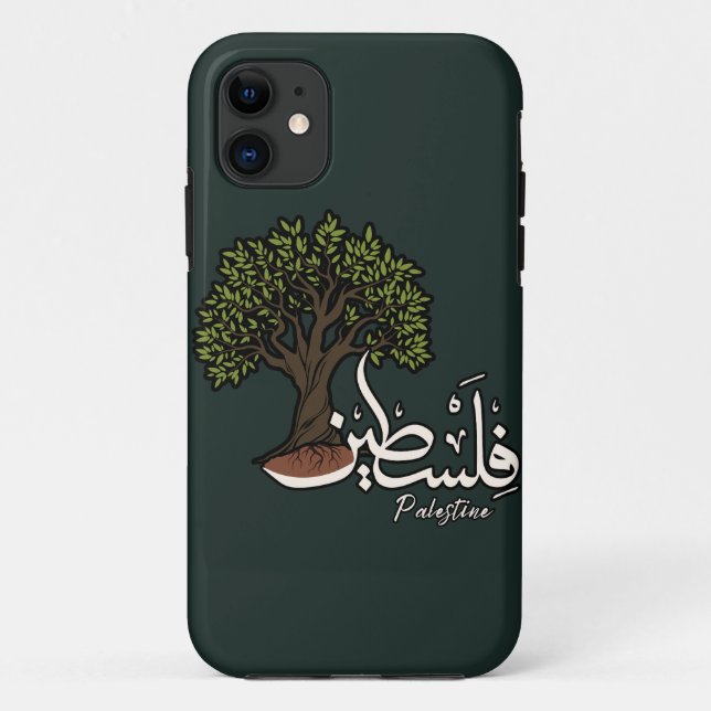 Palestine Arabic word with Palestinian Olive Tree  Case-Mate iPhone Case (Back)