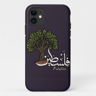 Palestine Arabic word with Palestinian Olive Tree iPhone 11 Case