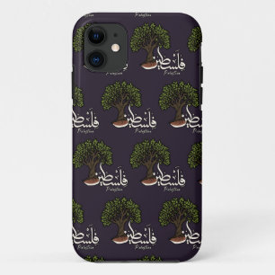 Palestine Arabic word with Palestinian Olive Tree  iPhone 11 Case