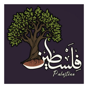 Palestine Arabic word with Palestinian Olive Tree  Photo Print
