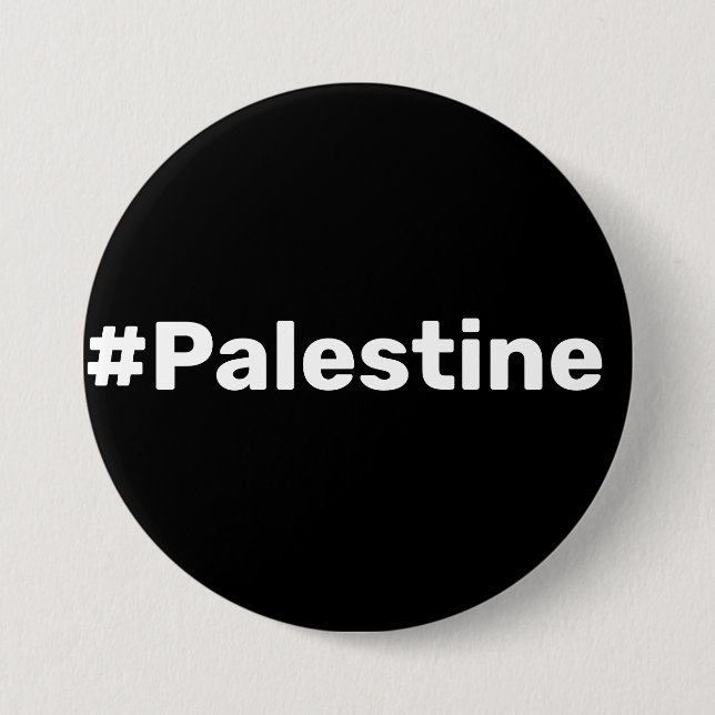 #Palestine basic simple text supporting Gaza  7.5 Cm Round Badge (Front)