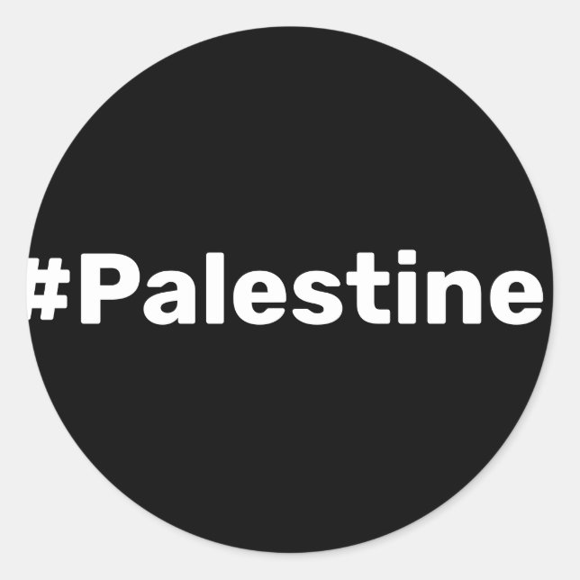 #Palestine basic simple text supporting Gaza  Classic Round Sticker (Front)