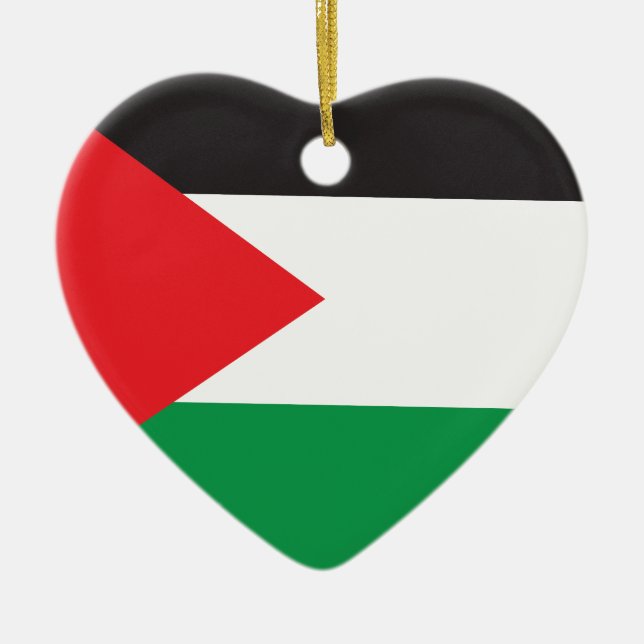 Palestine Button, Patriotic Palestinian Flag Ceramic Ornament (Front)