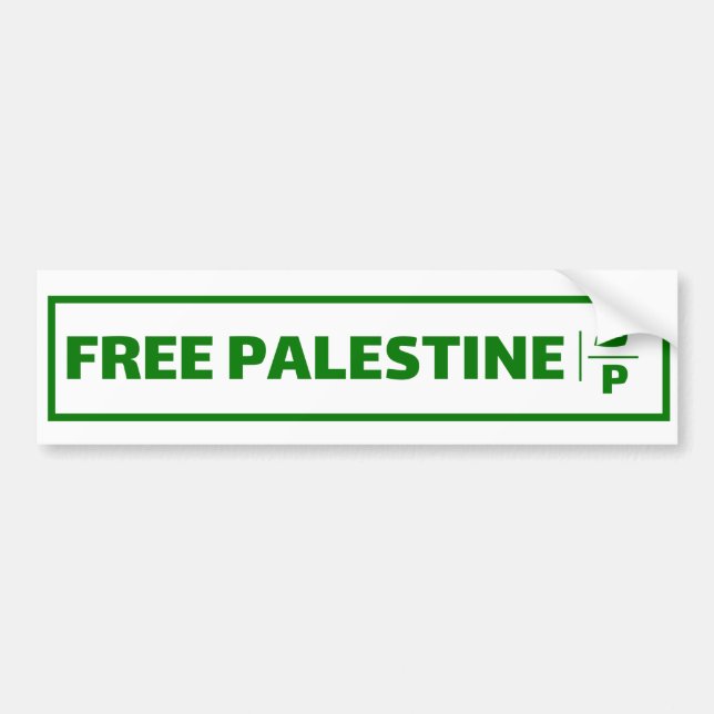 Palestine car registration plate - Free Palestine. Bumper Sticker (Front)