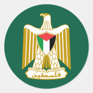 Palestine country coat arms symbol emblem flag eag classic round sticker