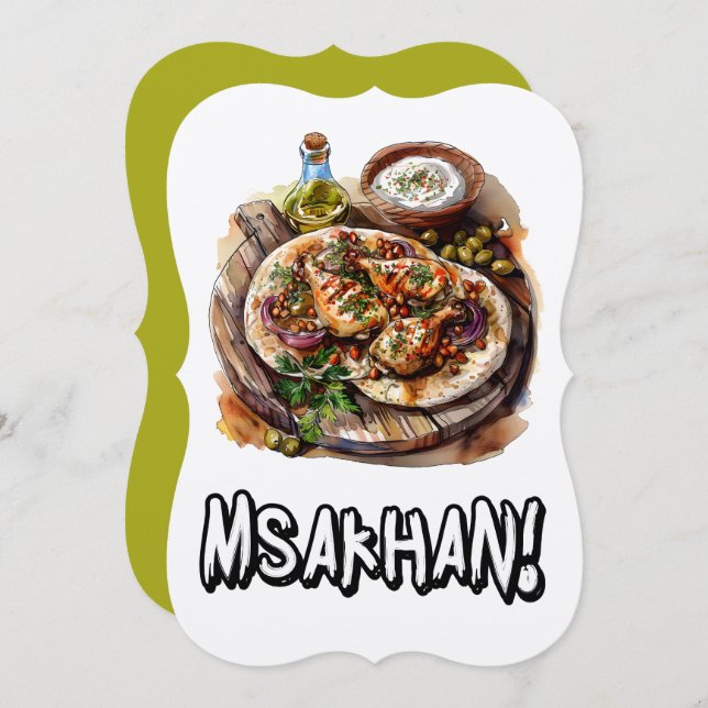 Palestine Cuisine Msakhan Olive Oil- مسخن فلسطين Invitation (Front/Back)