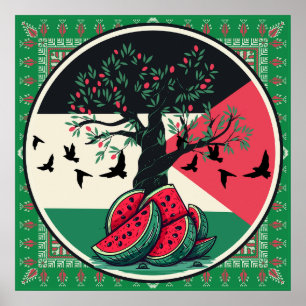 palestine culuture   palestine watermelon, olive t poster