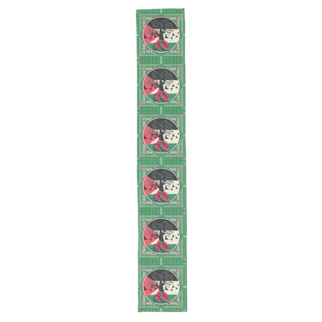 palestine culuture palestine watermelon olive tree long table runner (Front)