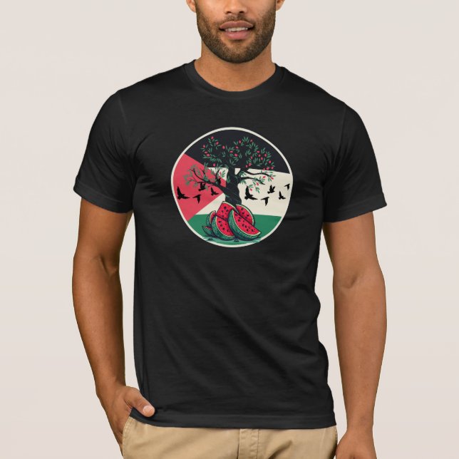 palestine culuture palestine watermelon olive tree T-Shirt (Front)
