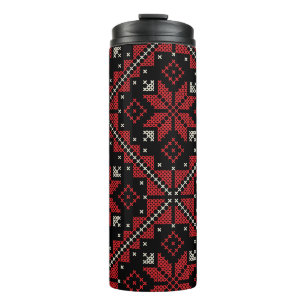 Palestine Embroidery Tatreez Pattern12 crm-red Thermal Tumbler