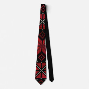 Palestine Embroidery Tatreez Pattern12 crm-red Tie