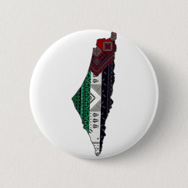 Palestine Embroidery tatreez Pattern flag map free 6 Cm Round Badge (Front)