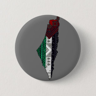 Palestine Embroidery tatreez Pattern flag map free 6 Cm Round Badge