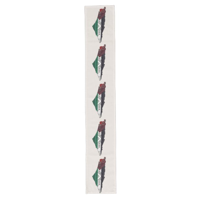 Palestine Embroidery tatreez Pattern flag map free Long Table Runner (Front)