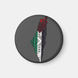 Palestine Embroidery tatreez Pattern flag map free Magnet