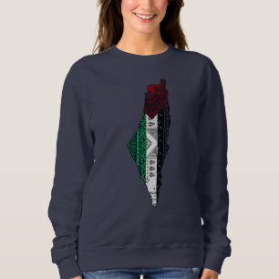Palestine Embroidery tatreez Pattern flag map free Sweatshirt