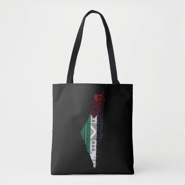 Palestine Embroidery tatreez Pattern flag map free Tote Bag (Front)