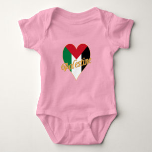 Palestine Flag فلسطين Arabic & English WordArt Baby Bodysuit