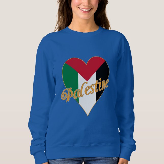 Palestine Flag فلسطين Arabic & English WordArt Sweatshirt (Front)