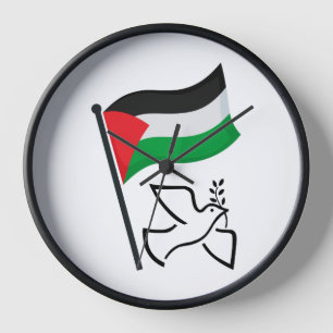 Palestine Flag فلسطين Peace Dove   Free Palestine  Clock