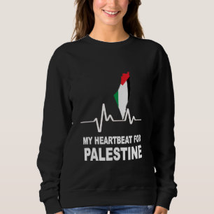 Palestine Flag And Map In My Heartbeat Sweatshirt