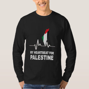 Palestine Flag And Map In My Heartbeat T-Shirt