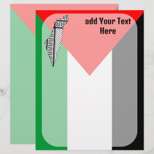 Palestine Flag and Map with Keffiyeg Pattern Custom Letterhead