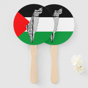 Palestine Flag and Map with Keffiyeg Pattern Hand Fan