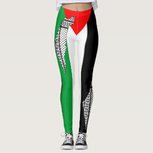  Palestine Flag and Map with Keffiyeg Pattern Leggings
