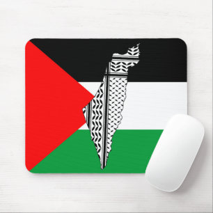 Palestine Flag and Map with Keffiyeg Pattern Mouse Pad