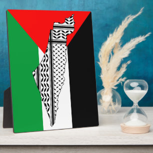 Palestine Flag and Map with Keffiyeg Pattern Plaque