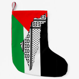 Palestine Flag and Map with Keffiyeg Pattern Small Christmas Stocking